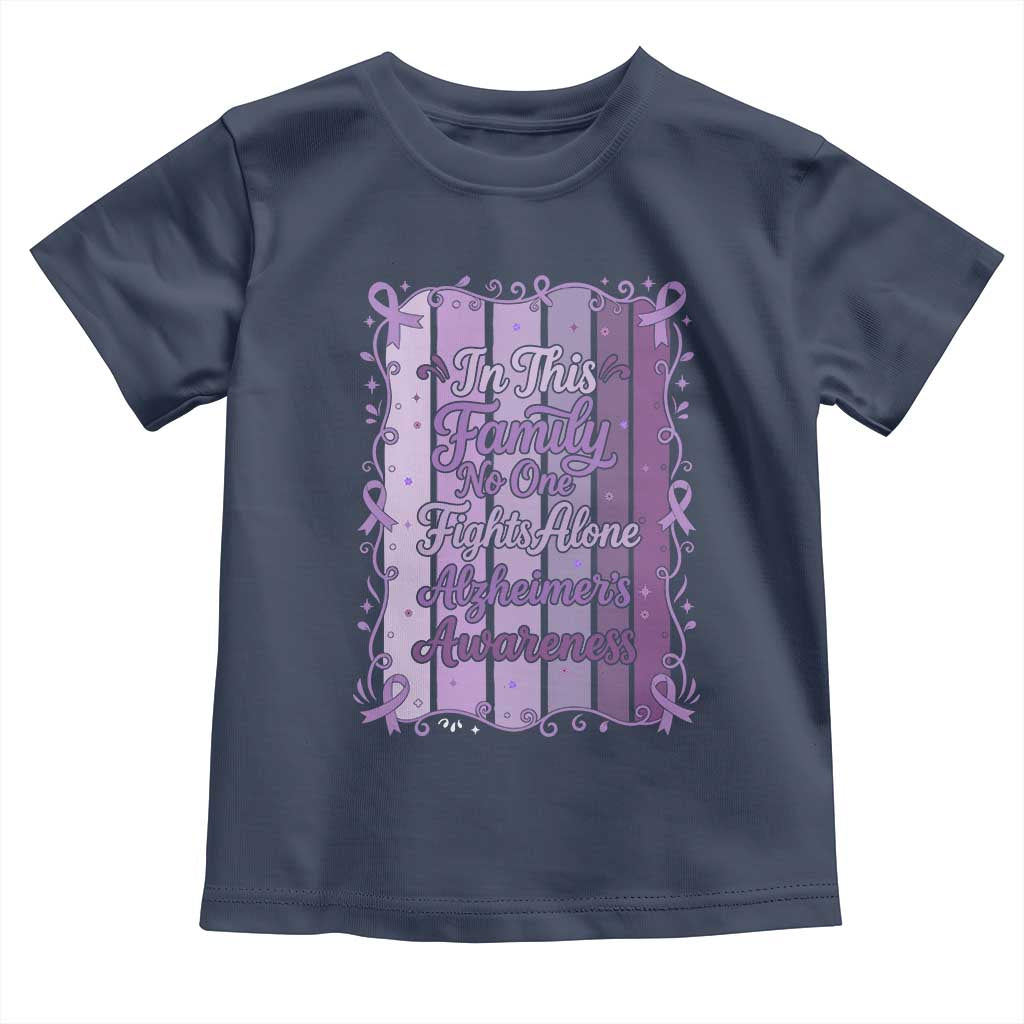 Purple Ribbon Alzheimers Caregiver Squad Gift Toddler T Shirt In This Family We Support Together