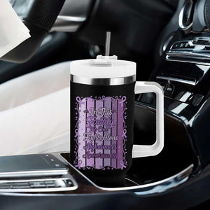 Purple Ribbon Alzheimers Caregiver Squad Gift Tumbler With Handle In This Family We Support Together