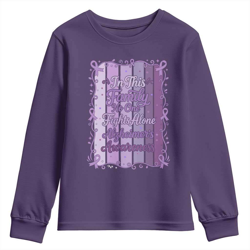 Purple Ribbon Alzheimers Caregiver Squad Gift Youth Sweatshirt In This Family We Support Together TS12 Purple Print Your Wear