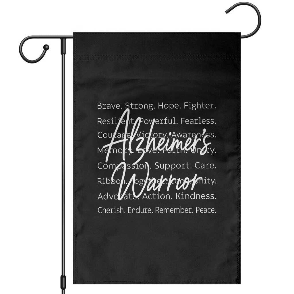 Alzheimers Warrior Purple Ribbon Support Word Cloud Typography Garden Flag TS12 Black Print Your Wear