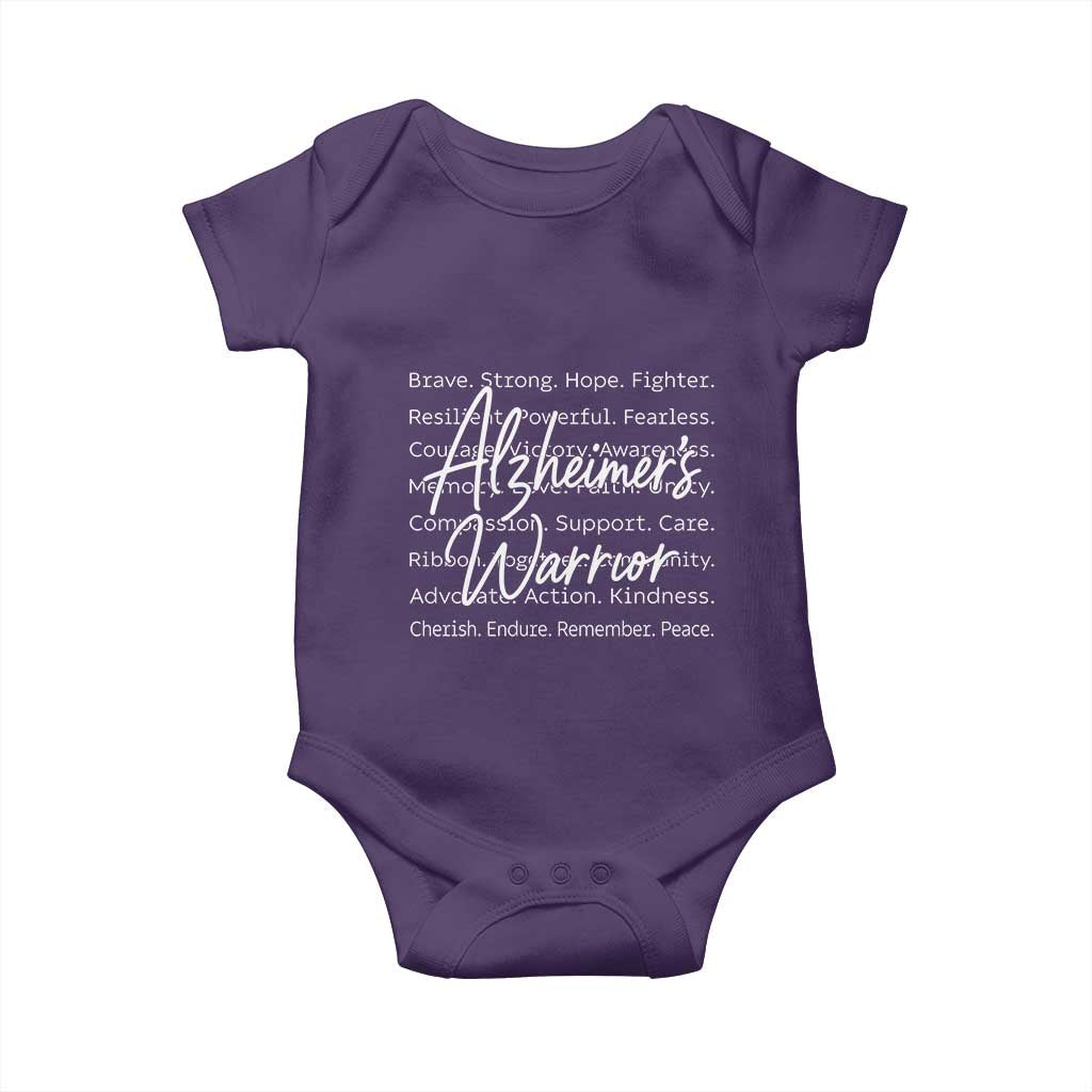 Alzheimers Warrior Purple Ribbon Support Word Cloud Typography Baby Onesie TS12 Purple Print Your Wear