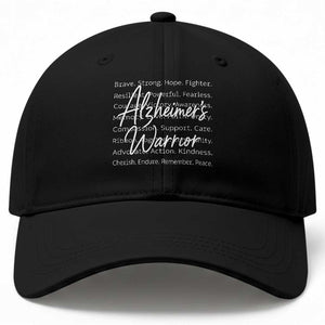 Alzheimers Warrior Purple Ribbon Support Word Cloud Typography Baseball Cap