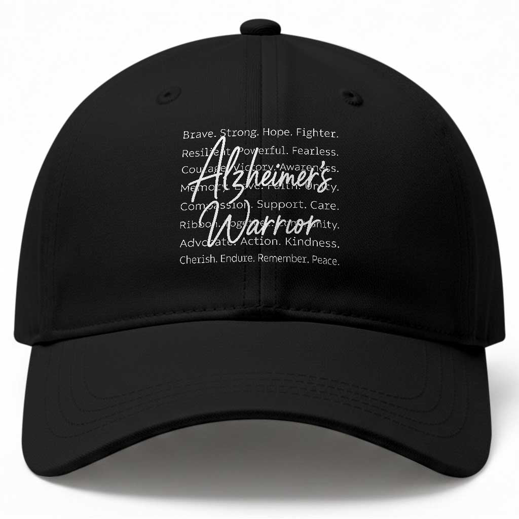 Alzheimers Warrior Purple Ribbon Support Word Cloud Typography Baseball Cap TS12 Print Your Wear