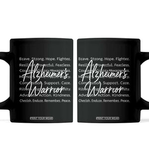 Alzheimers Warrior Purple Ribbon Support Word Cloud Typography Coffee Mug