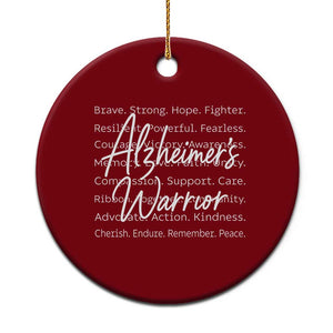 Alzheimers Warrior Purple Ribbon Support Word Cloud Typography Ceramic Ornament
