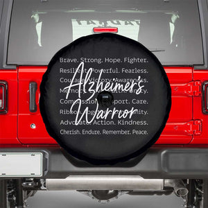 Alzheimers Warrior Purple Ribbon Support Word Cloud Typography Spare Tire Cover