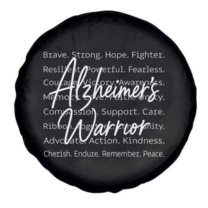 Alzheimers Warrior Purple Ribbon Support Word Cloud Typography Spare Tire Cover