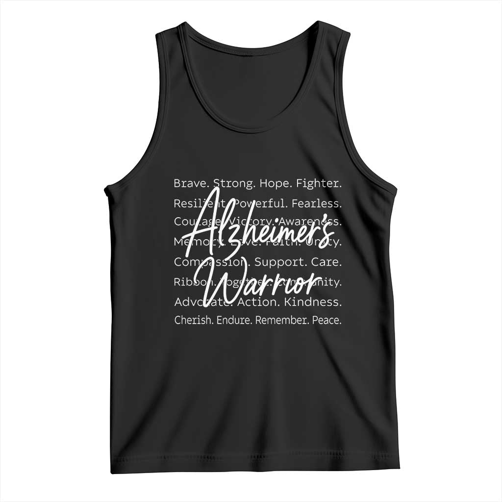 Alzheimers Warrior Purple Ribbon Support Word Cloud Typography Tank Top TS12 Black Print Your Wear