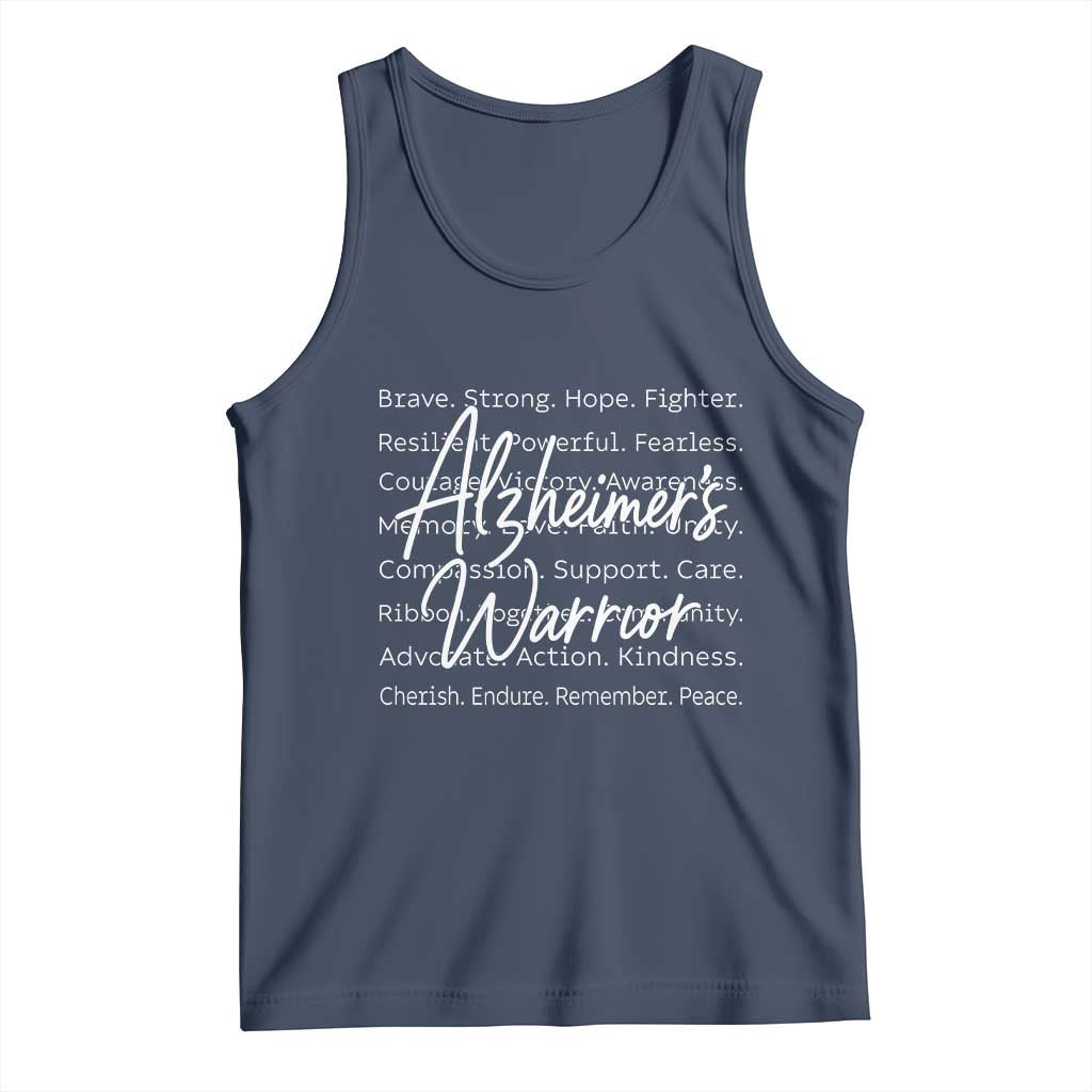 Alzheimers Warrior Purple Ribbon Support Word Cloud Typography Tank Top