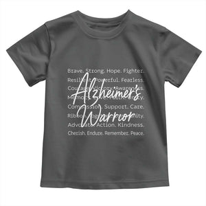 Alzheimers Warrior Purple Ribbon Support Word Cloud Typography Toddler T Shirt