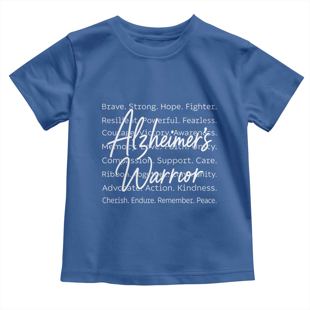 Alzheimers Warrior Purple Ribbon Support Word Cloud Typography Toddler T Shirt