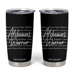 Alzheimers Warrior Purple Ribbon Support Word Cloud Typography Tumbler Cup