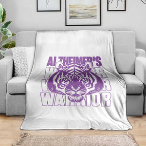 Alzheimer's Warrior Throw Blanket Purple Tiger Ribbon Support Graphic