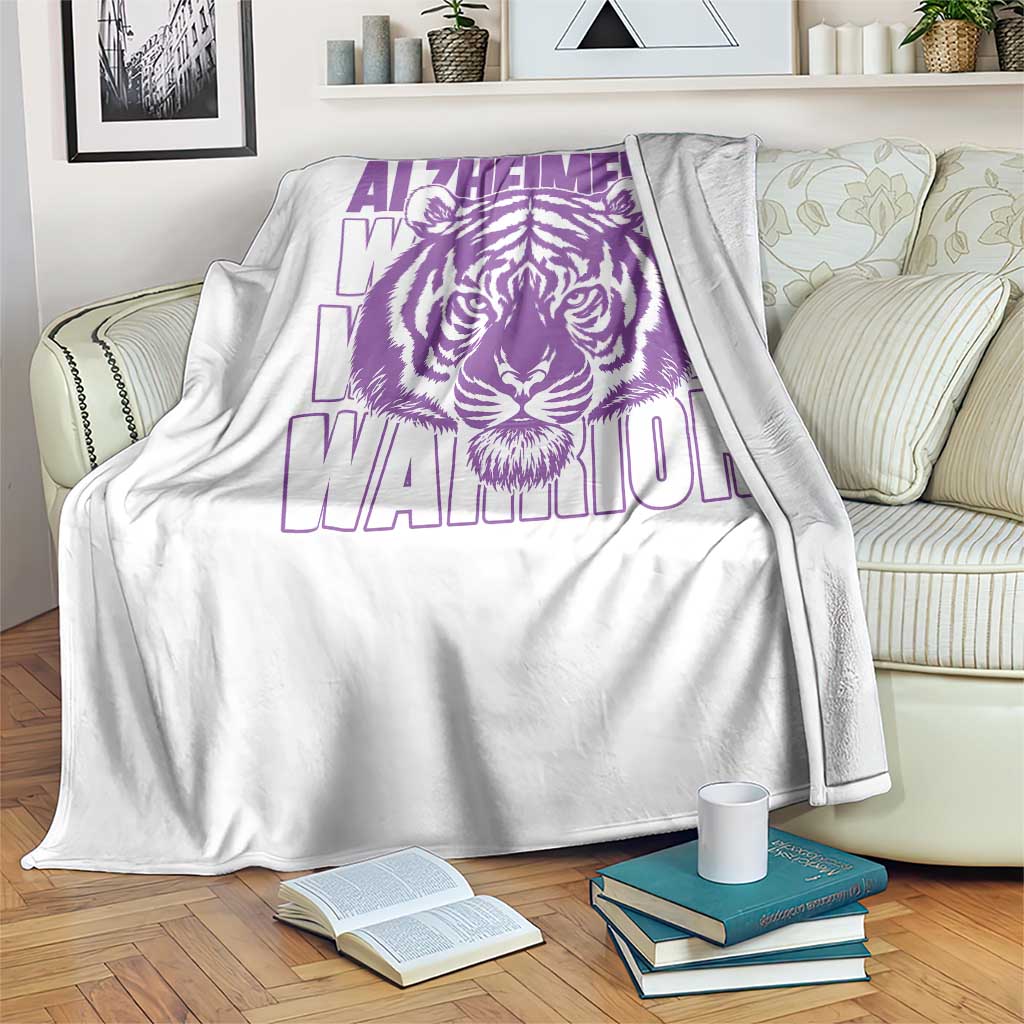 Alzheimer's Warrior Throw Blanket Purple Tiger Ribbon Support Graphic