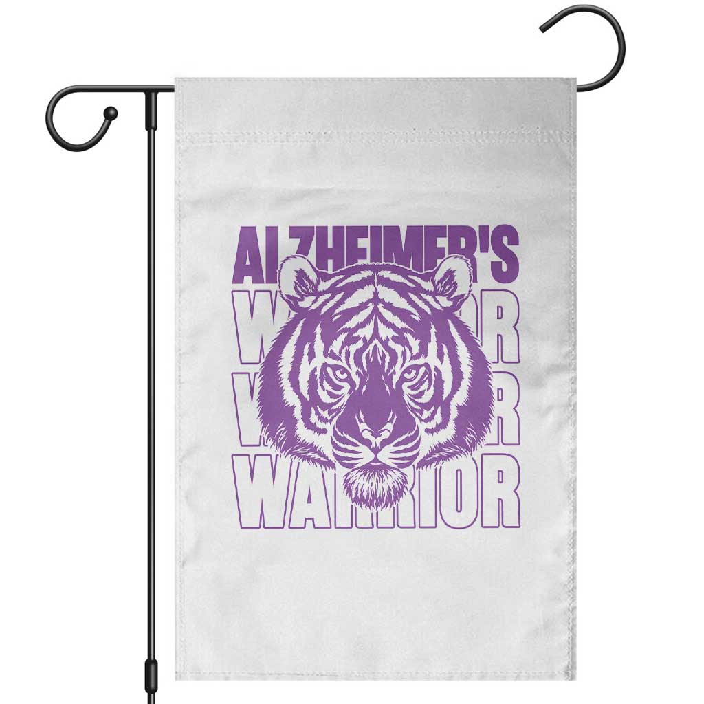 Alzheimer's Warrior Garden Flag Purple Tiger Ribbon Support Graphic TS12 White Print Your Wear