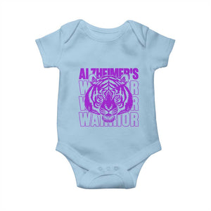 Alzheimer's Warrior Baby Onesie Purple Tiger Ribbon Support Graphic