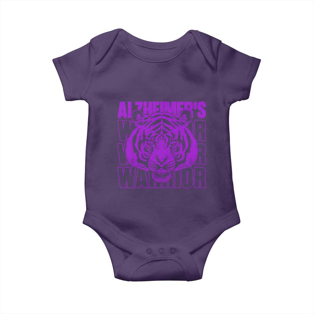 Alzheimer's Warrior Baby Onesie Purple Tiger Ribbon Support Graphic TS12 Purple Print Your Wear