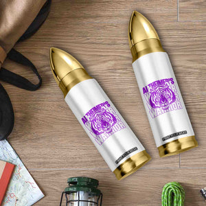 Alzheimer's Warrior Bullet Tumbler Purple Tiger Ribbon Support Graphic