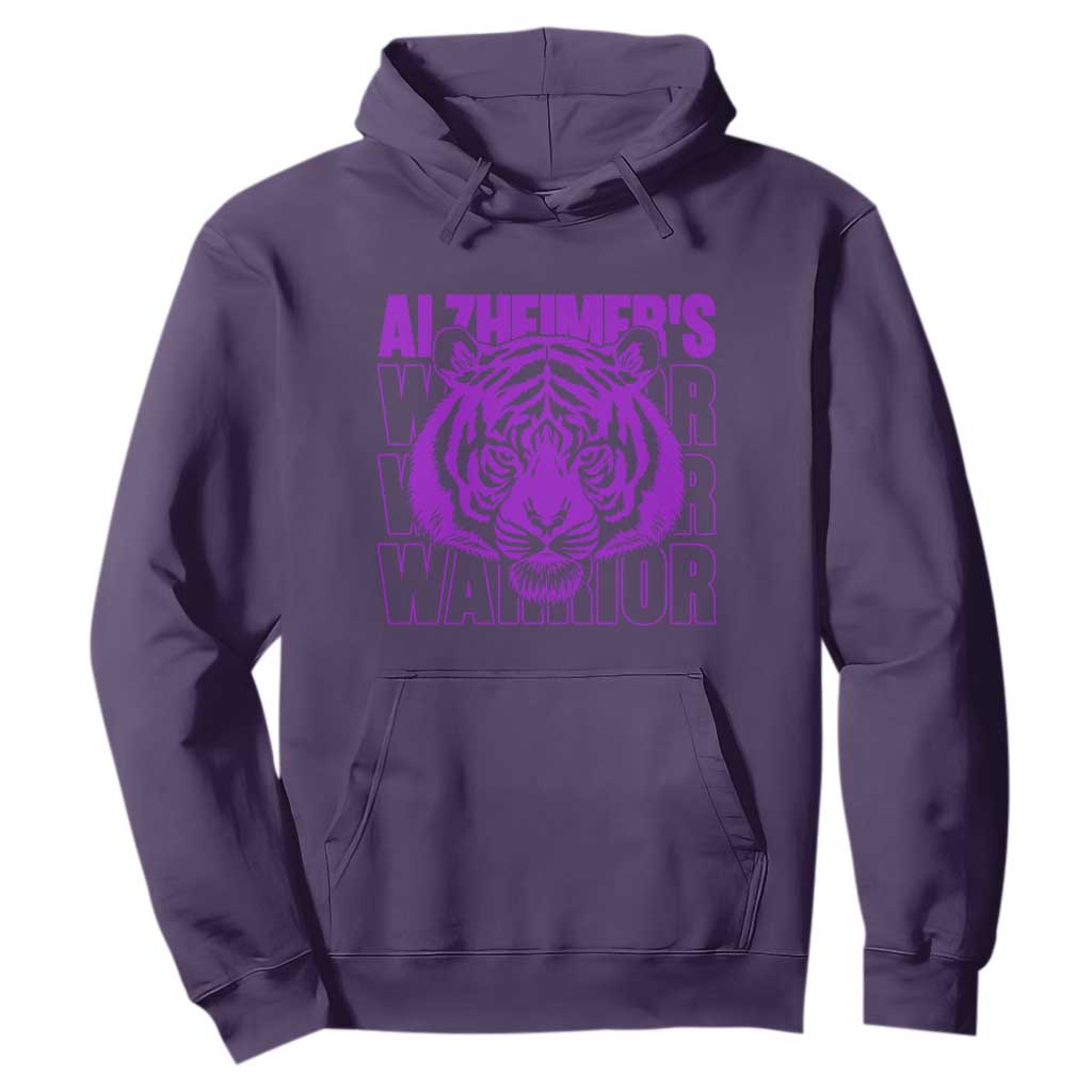 Alzheimer's Warrior Hoodie Purple Tiger Ribbon Support Graphic TS12 Purple Print Your Wear