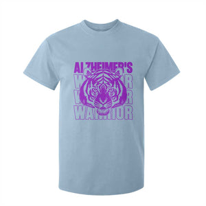 Alzheimer's Warrior T Shirt For Kid Purple Tiger Ribbon Support Graphic