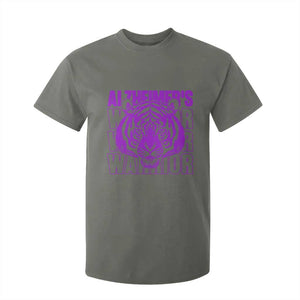 Alzheimer's Warrior T Shirt For Kid Purple Tiger Ribbon Support Graphic