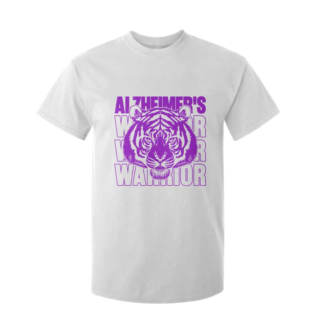 Alzheimer's Warrior T Shirt For Kid Purple Tiger Ribbon Support Graphic