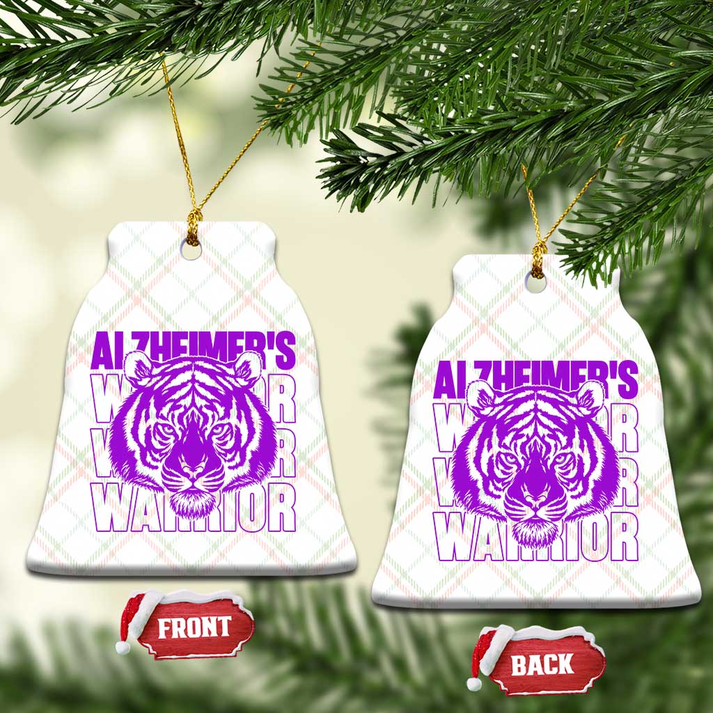 Alzheimer's Warrior Ceramic Ornament Purple Tiger Ribbon Support Graphic