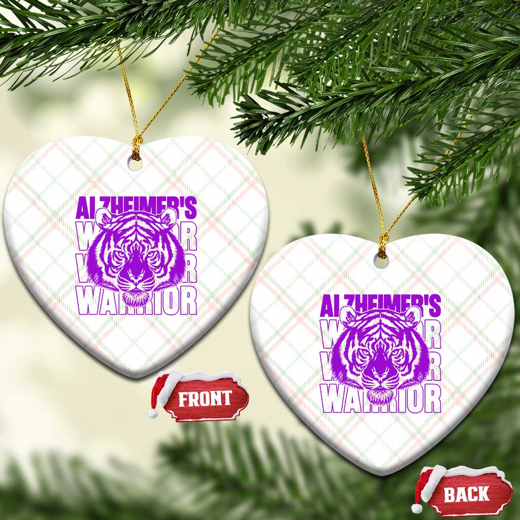 Alzheimer's Warrior Ceramic Ornament Purple Tiger Ribbon Support Graphic