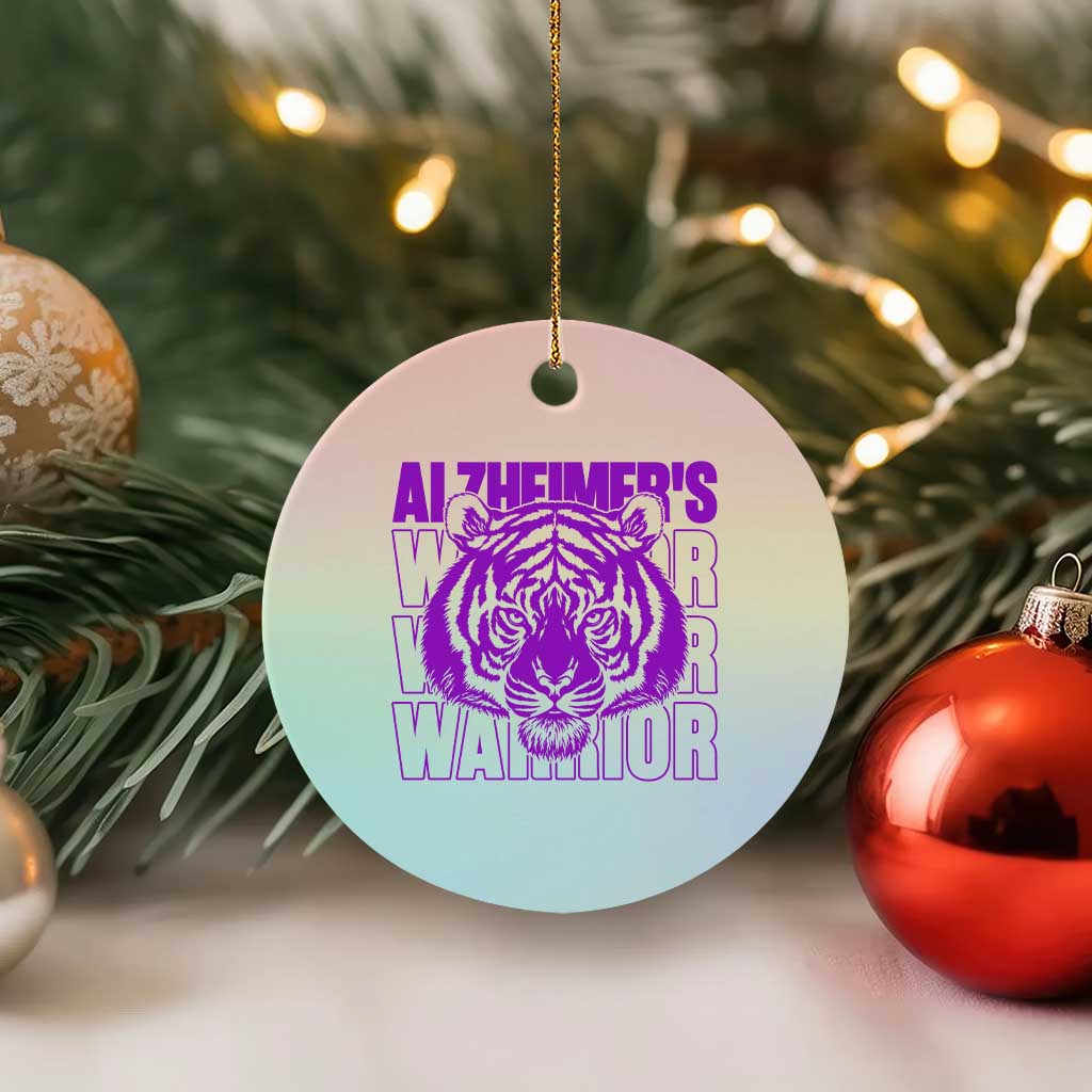 Alzheimer's Warrior Ceramic Ornament Purple Tiger Ribbon Support Graphic