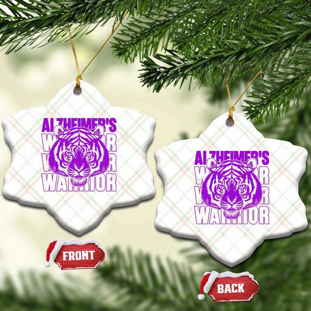 Alzheimer's Warrior Ceramic Ornament Purple Tiger Ribbon Support Graphic