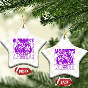 Alzheimer's Warrior Ceramic Ornament Purple Tiger Ribbon Support Graphic