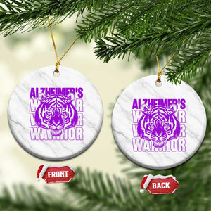 Alzheimer's Warrior Ceramic Ornament Purple Tiger Ribbon Support Graphic