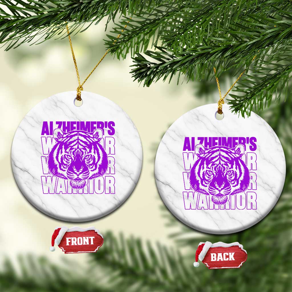 Alzheimer's Warrior Ceramic Ornament Purple Tiger Ribbon Support Graphic TS12 1pc White Marble Print Your Wear