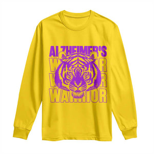 Alzheimer's Warrior Long Sleeve Shirt Purple Tiger Ribbon Support Graphic