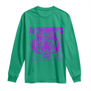 Alzheimer's Warrior Long Sleeve Shirt Purple Tiger Ribbon Support Graphic