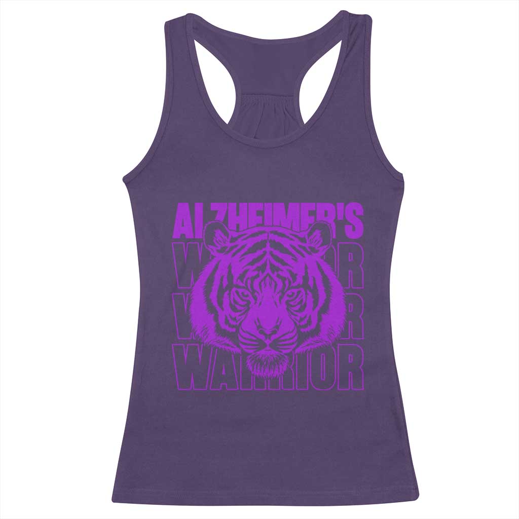 Alzheimer's Warrior Racerback Tank Top Purple Tiger Ribbon Support Graphic TS12 Purple Print Your Wear