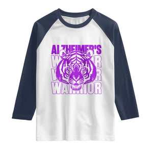 Alzheimer's Warrior Raglan Shirt Purple Tiger Ribbon Support Graphic
