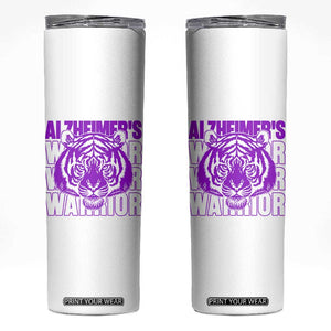 Alzheimer's Warrior Skinny Tumbler Purple Tiger Ribbon Support Graphic