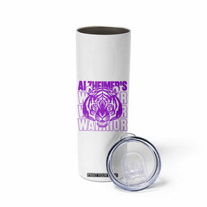 Alzheimer's Warrior Skinny Tumbler Purple Tiger Ribbon Support Graphic