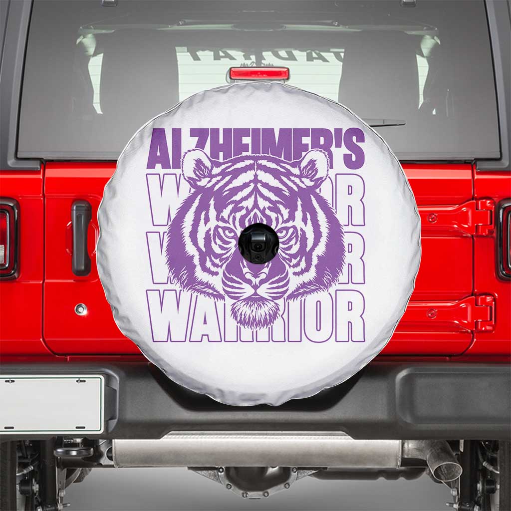 Alzheimer's Warrior Spare Tire Cover Purple Tiger Ribbon Support Graphic