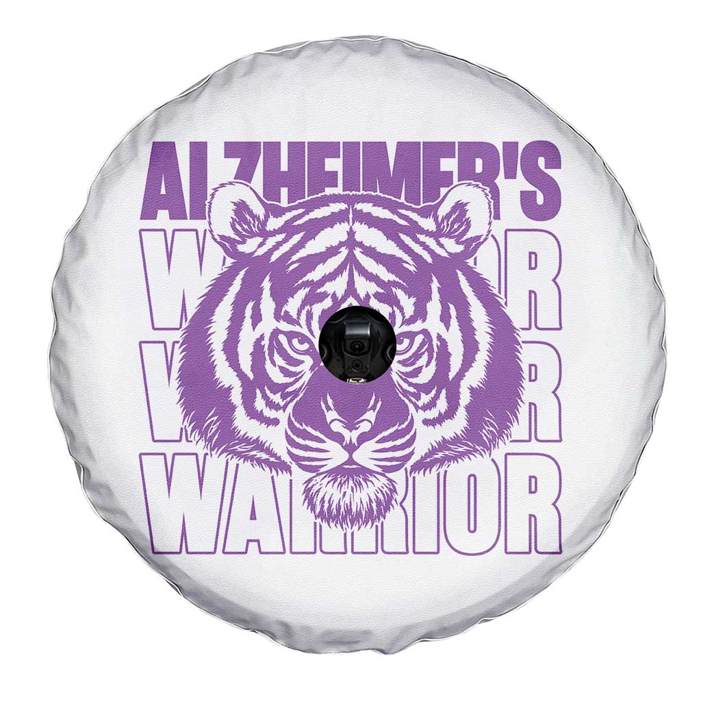 Alzheimer's Warrior Spare Tire Cover Purple Tiger Ribbon Support Graphic