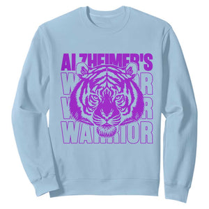 Alzheimer's Warrior Sweatshirt Purple Tiger Ribbon Support Graphic
