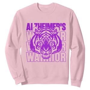 Alzheimer's Warrior Sweatshirt Purple Tiger Ribbon Support Graphic