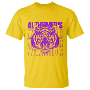 Alzheimer's Warrior T Shirt Purple Tiger Ribbon Support Graphic