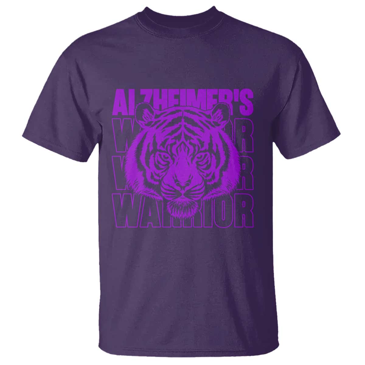 Alzheimer's Warrior T Shirt Purple Tiger Ribbon Support Graphic TS12 Purple Print Your Wear