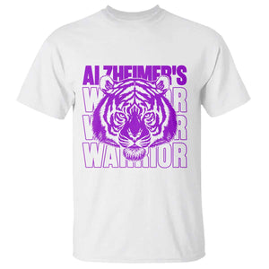 Alzheimer's Warrior T Shirt Purple Tiger Ribbon Support Graphic