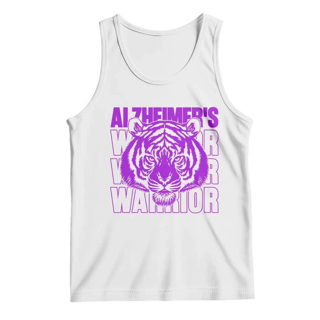 Alzheimer's Warrior Tank Top Purple Tiger Ribbon Support Graphic TS12 White Print Your Wear