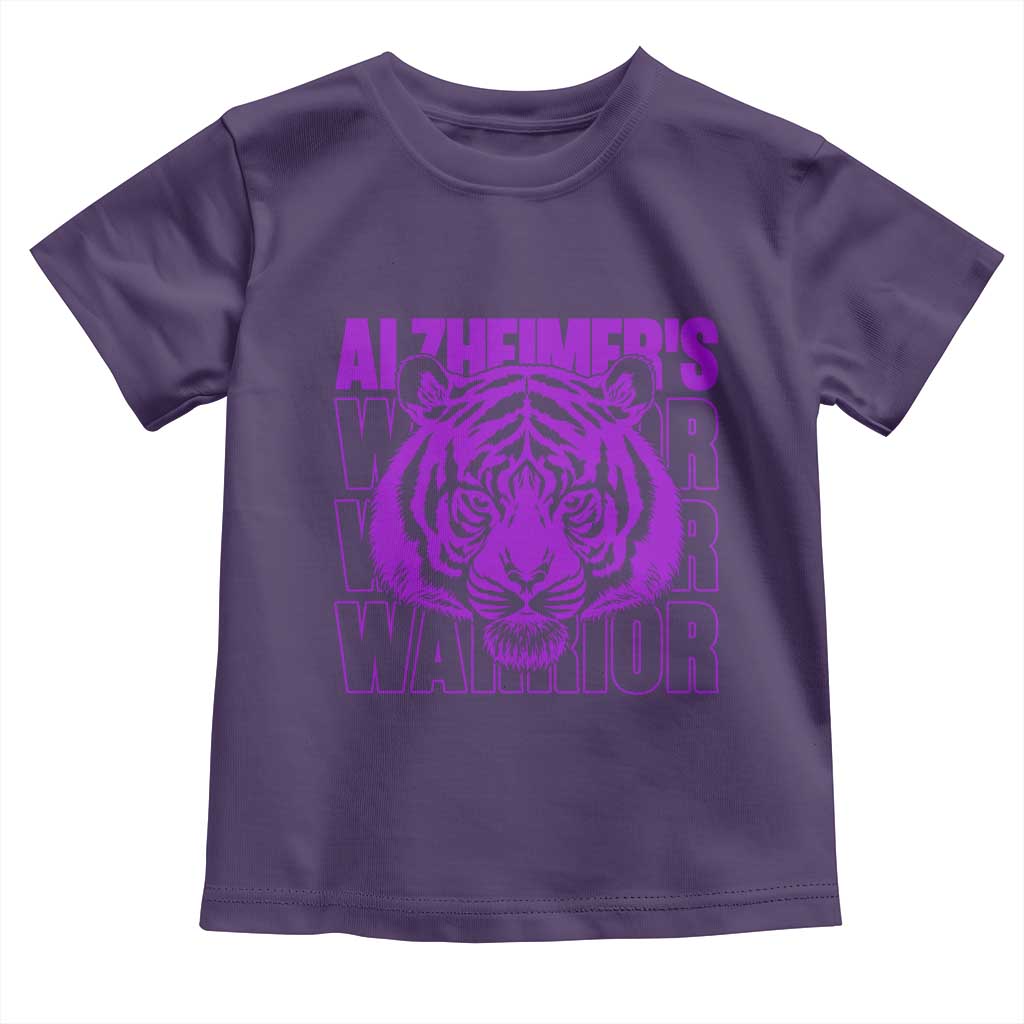Alzheimer's Warrior Toddler T Shirt Purple Tiger Ribbon Support Graphic TS12 Purple Print Your Wear