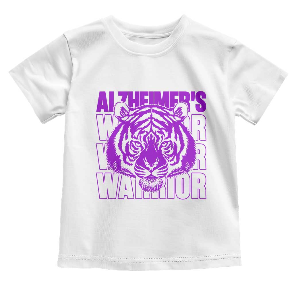 Alzheimer's Warrior Toddler T Shirt Purple Tiger Ribbon Support Graphic