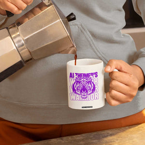 Alzheimer's Warrior Coffee Mug Purple Tiger Ribbon Support Graphic
